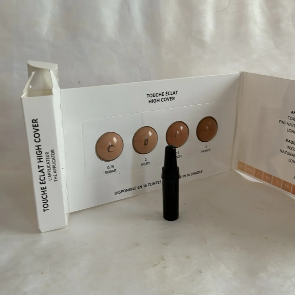 YSL Radiant Concealer High Coverage Samples + Applicator Sugar Ivory Peach Honey